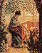 Claude Monet Camille Monet Embroidering oil painting on canvas